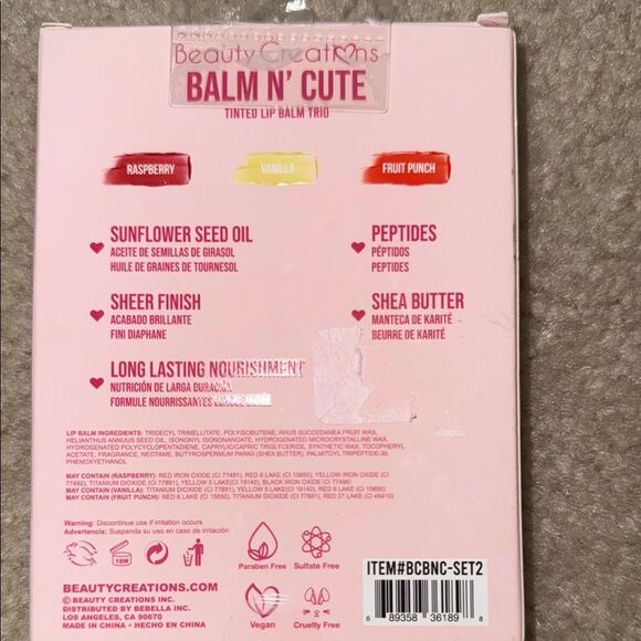Beauty Creations Pink and Gold balm n cute tinted lip balm trio Set NIP - Picture 6 of 10